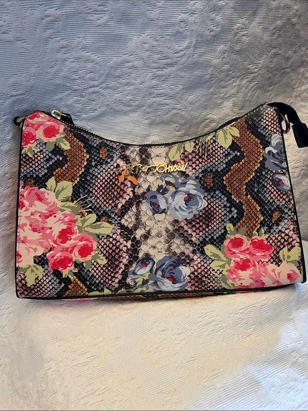 Betsey Johnson Floral Snake-Print purse - small